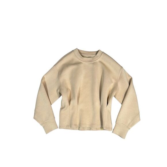 Lululemon Gathered Waist Crew Pullover Pecan Tan Size 6 Slimming Gym Shaping Top - Picture 2 of 12